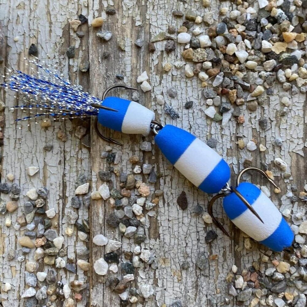 Mandula plaukiojanti starkių žūklei – Mėlyna-Balta Klasika 7,5 cm