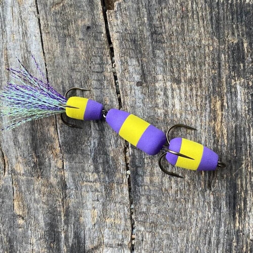 Mandula plaukiojanti starkių žūklei – Geltona-Violetinė Klasika 7,5 cm