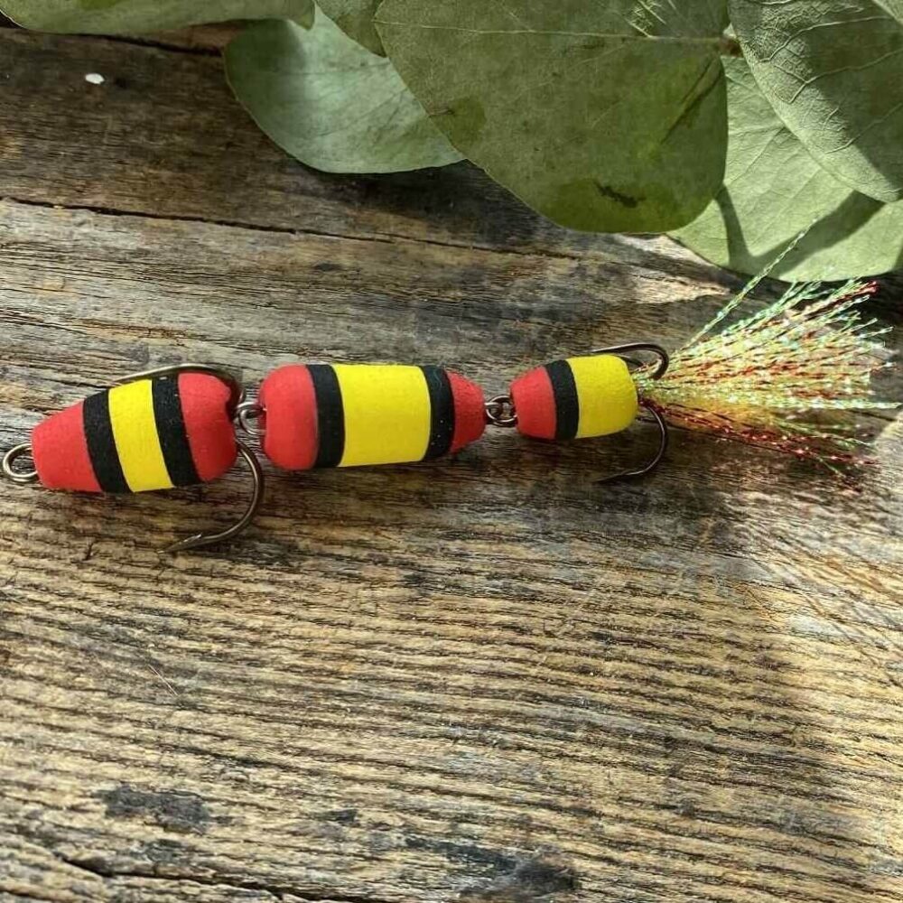 Mandula plaukiojanti starkių žūklei – Geltona-Raudona-Juoda Klasika 7,5 cm