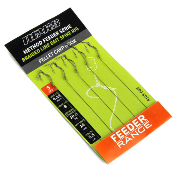 NEVIS kabliukai su pinto valo pav. Method Feeder Bait Spike 8,5cm (Nr.10) 5vnt./pak - Image 2